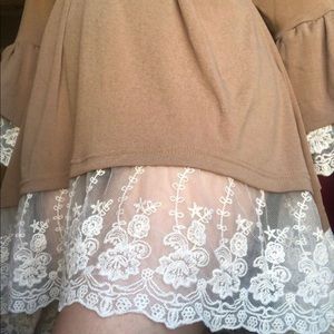 Tan/lace long shirt/dress